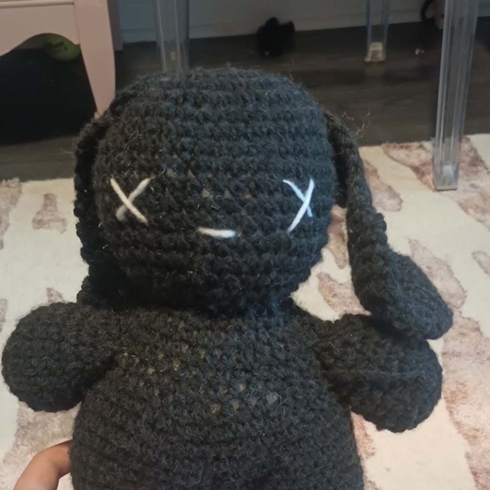 Black Crochet Bunny Plush - Picture 4 of 5